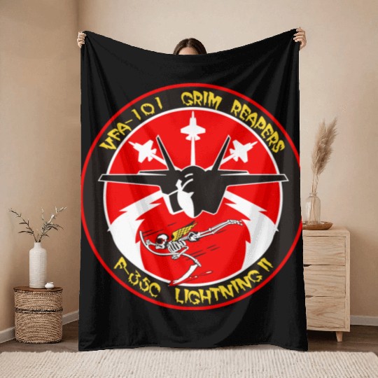 F-35 Lightning II VFA-101 Grim Reapers Throw Blankets