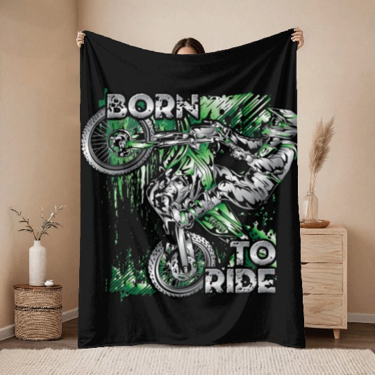 Supercross Born To Ride Throw Blankets