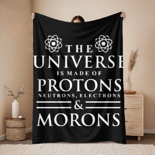Funny science Throw Blankets Geek, Proton Throw Blankets Throw Blankets