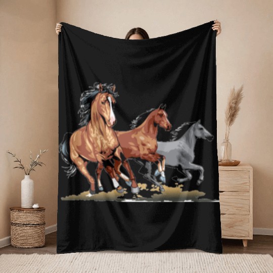 Running Horses - Gift For Horse Lovers Throw Blankets