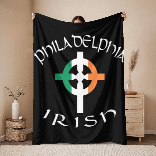 Ireland Pride Philadelphia Irish Celtic Cross Throw Blankets
