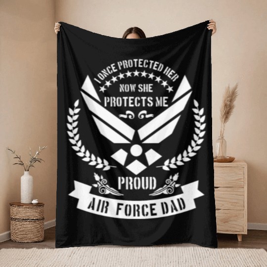 Proud Air Force Dad - USA military Throw Blankets
