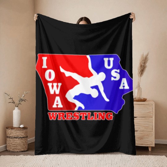 Iowa Team USA Wrestling Throw Blankets