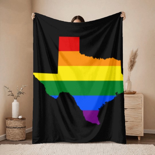 Texas Gay Pride Rainbow Flag LGBT Throw Blankets