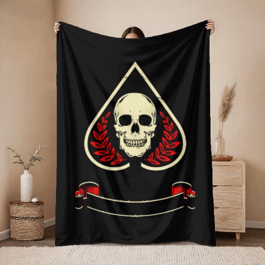 Death of Spade Card Throw Blankets