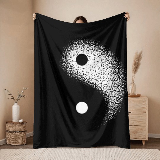 Yin yang white & black Throw Blankets
