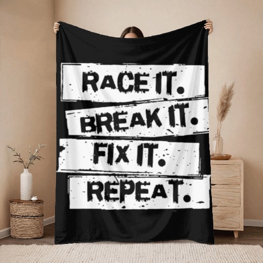Race It Break It Fix It Racing Car Hot Rod Muscl Throw Blankets
