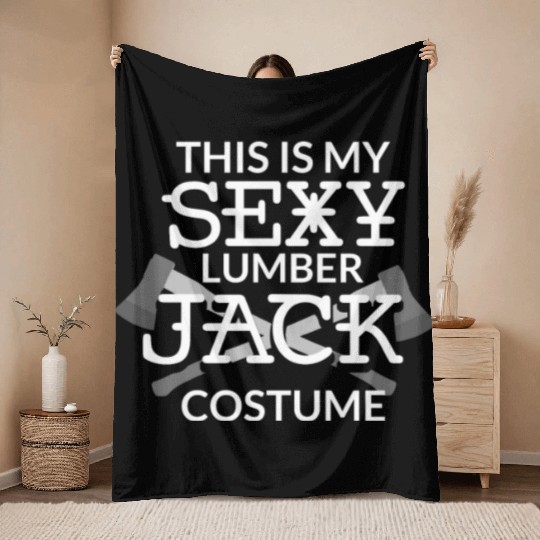 Sexy Lumberjack Costume - Halloween Costume Throw Blankets