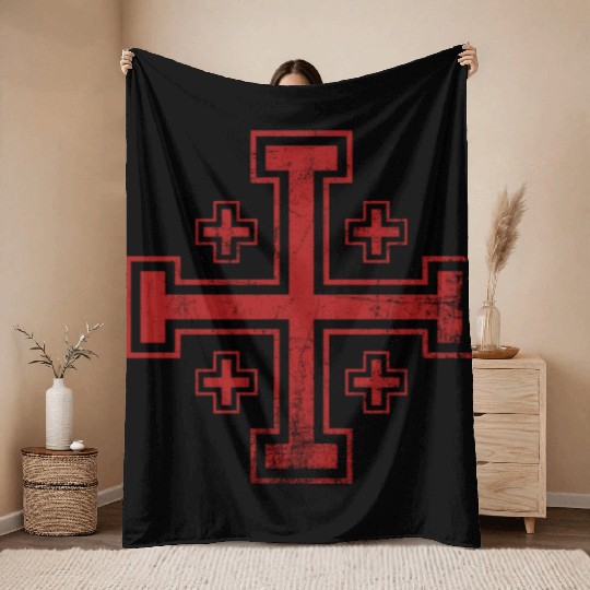 Crusader Cross Knights Templar Throw Blankets