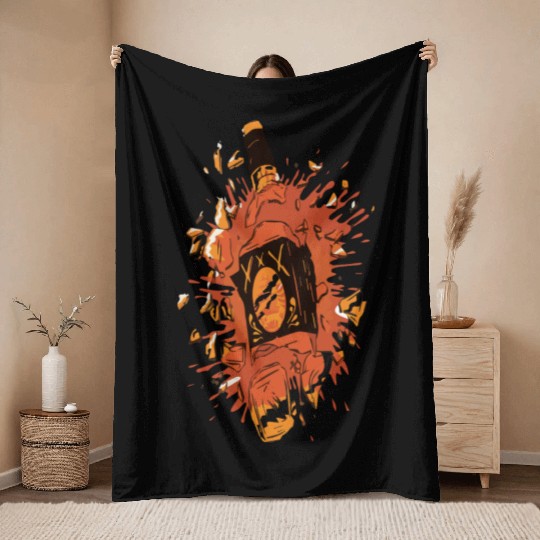 Broken Liquor Bottle Throw Blankets