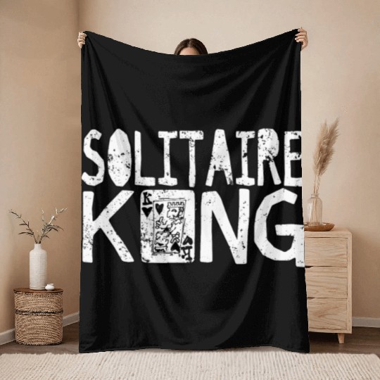 Solitaire King Card Games Fun Throw Blankets