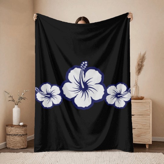 Hawaiian Hibiscus Flowers - Surf & Sun Throw Blankets