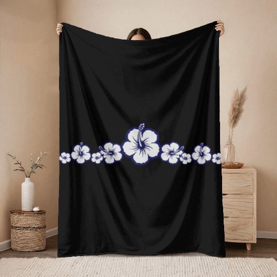 Hawaiian Hibiscus Flowers - Surfing Style Throw Blankets