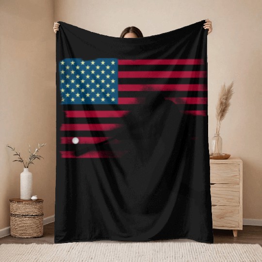 baseball bat glove usa flag pitcher ball hit sport Throw Blankets