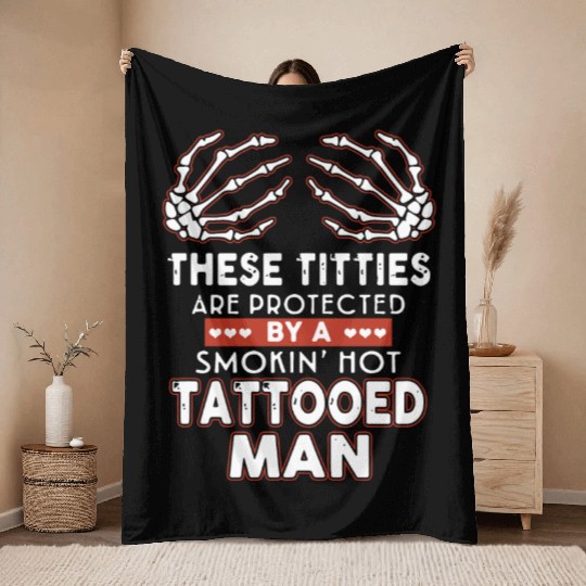 there titties are protected by a smoking hot tatto Throw Blankets
