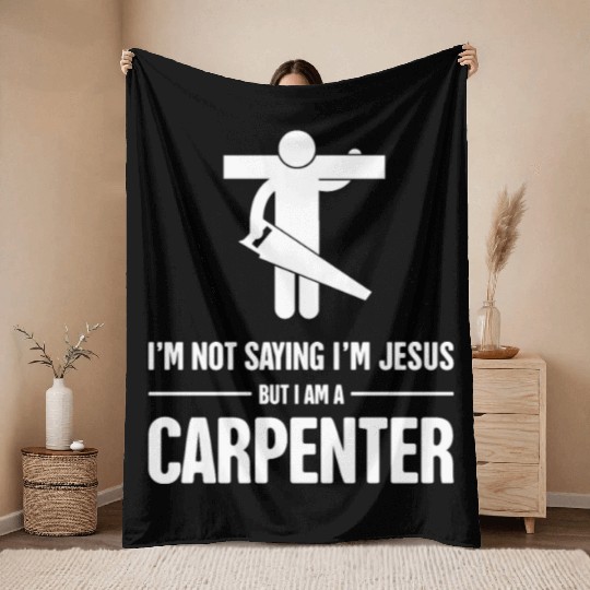 Funny Christian Carpenter Jesus Graphic Throw Blankets