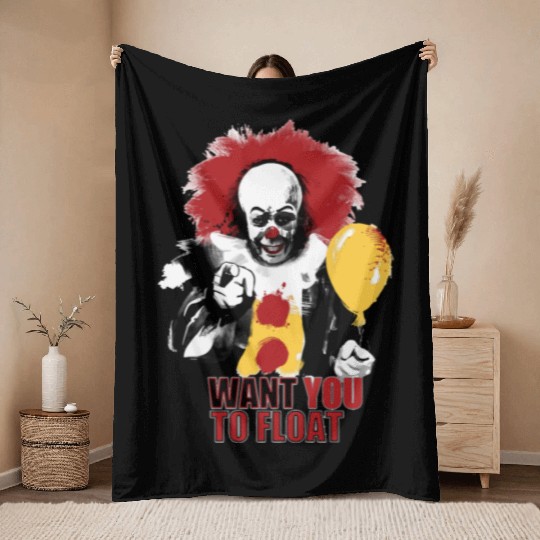 Creepy Pennywise LIGHT Version Art Character Throw Blankets