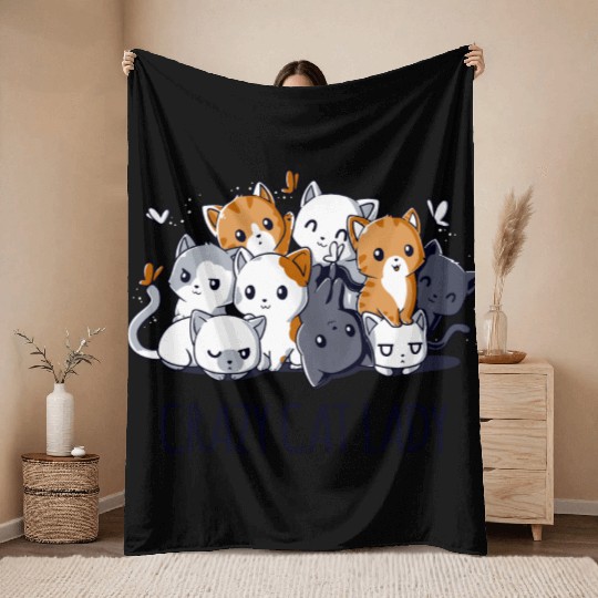 Crazy Cat Lady Throw Blankets