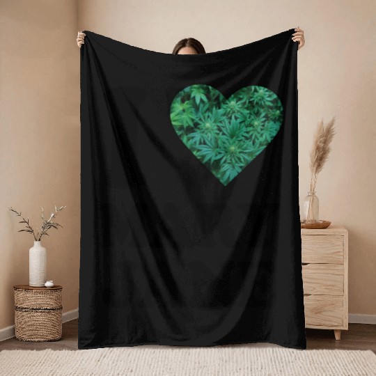 I love mary jane weed hanf 420 gift ganja cannabis Throw Blankets