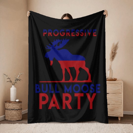 Bull Moose Party Progressive Teddy Roosevelt Throw Blankets