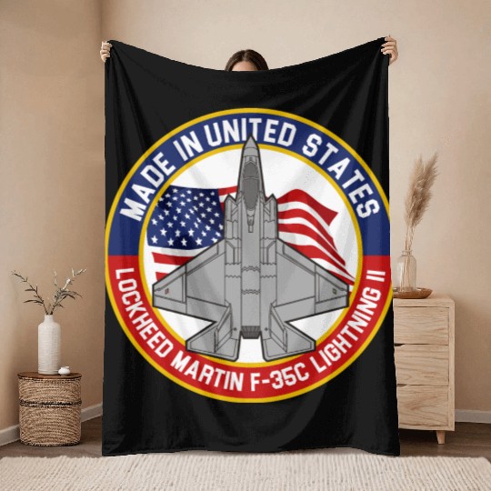 Lockheed Martin F-35C Lightning II - Made in USA Throw Blankets