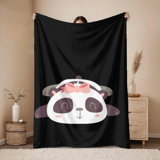 Sweet Panda Family Girl 8 Throw Blankets