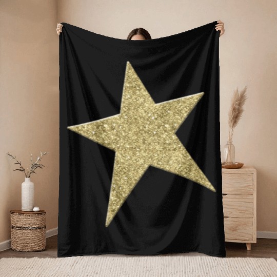 GOLD METALLIC STAR Throw Blankets