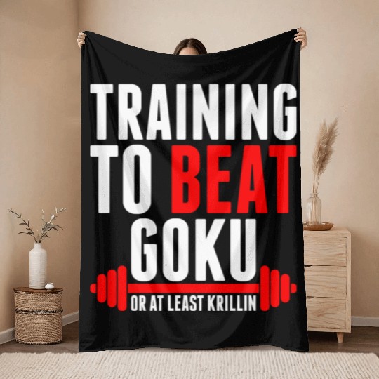 Training To Beat Goku Throw Blankets