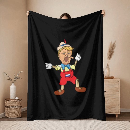 Pinocchio Trump Throw Blankets