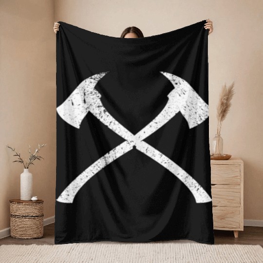 Firefighter Axe - Firefighter - Total Basics Throw Blankets