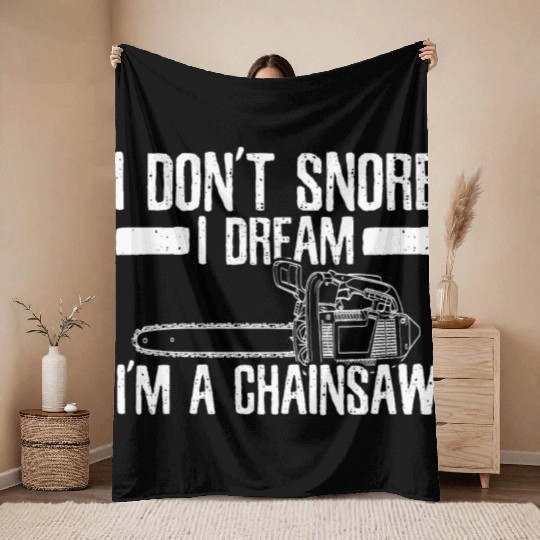 Chainsaw - Funny Lumberjack Gift Throw Blankets