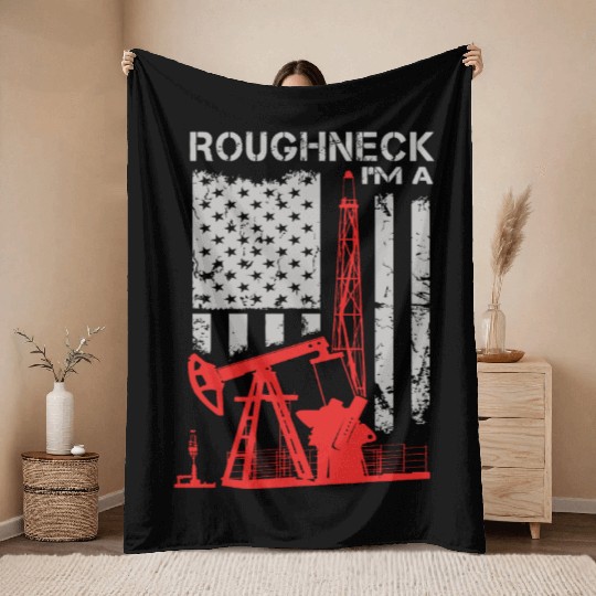 Driller - roughneck - oilfield - oilfield flag u Throw Blankets