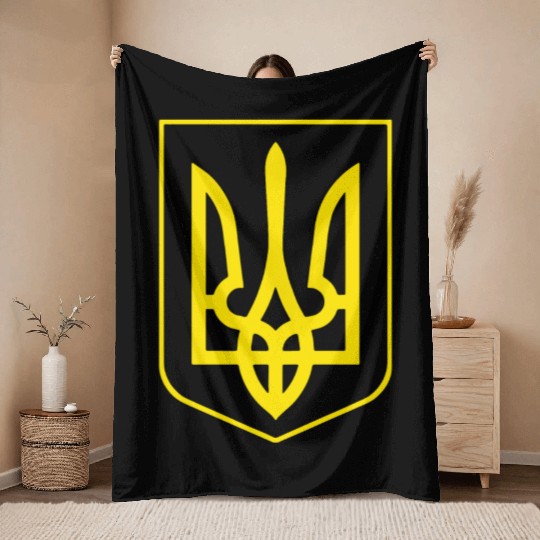 Ukrainian Ukraine Coat Of Arms Country Flag Throw Blankets
