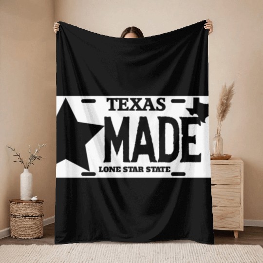 Texas - texas made lone star license plate Throw Blankets