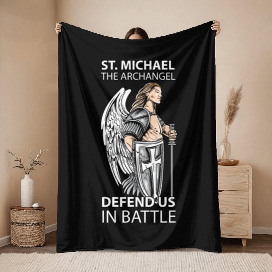 St Michael the Archangel Saints Angel Catholic Throw Blankets