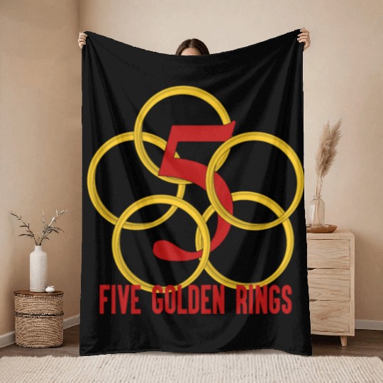 Five Golden Rings Song 12 Days Christmas Numbers Throw Blankets