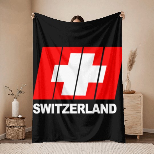 Switzerland Flagg Throw Blankets