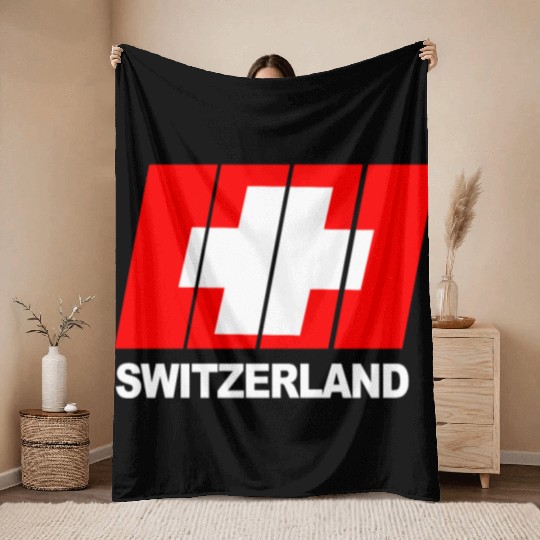 Switzerland Flagg Throw Blankets