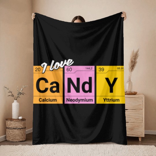 Candy love periodic table of elements Throw Blankets