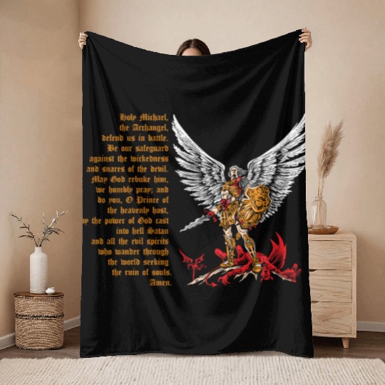 Saint Michael Throw Blankets for men prayer catholic church