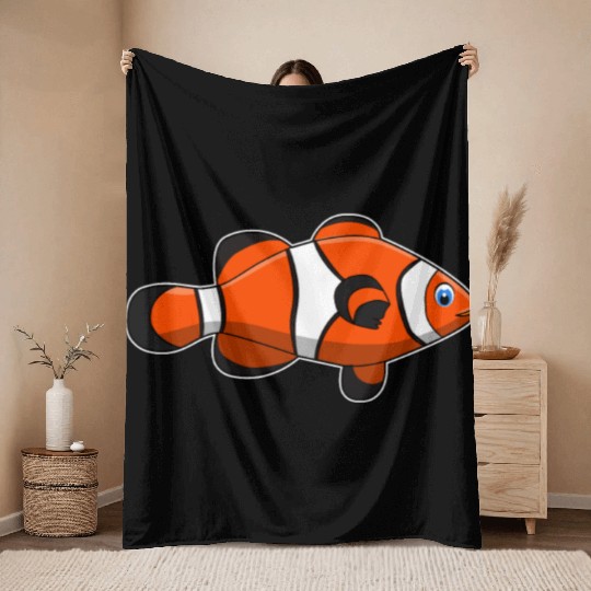 clown fish orange aquatic gift idea Throw Blankets