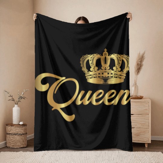 Crown Crowns King Queen JGA Wedding Bride Groom Pr Throw Blankets