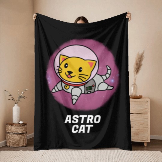 Astro Cat Throw Blankets