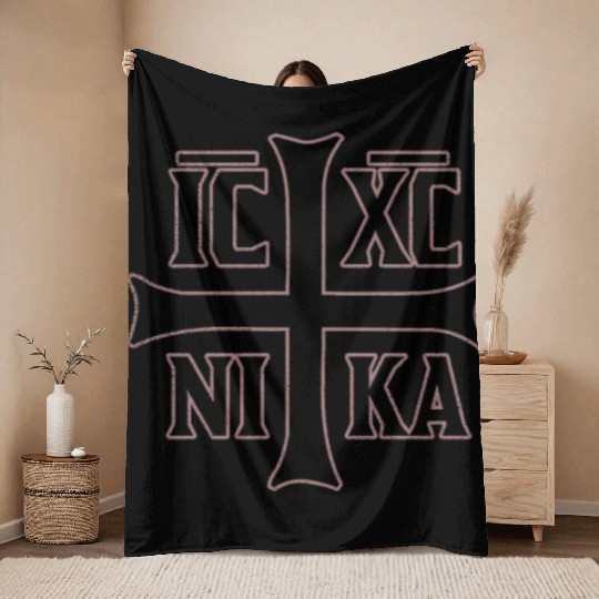 Orthodox Christogram IC XC NIKA Gift Throw Blankets
