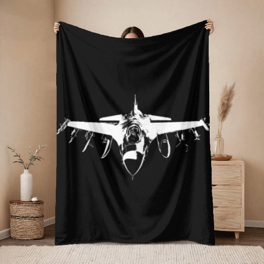 Fighter jet pilot airforce Throw Blankets