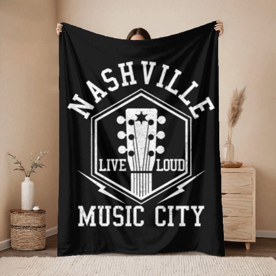 Nashville Tennessee - Country Music City Throw Blankets