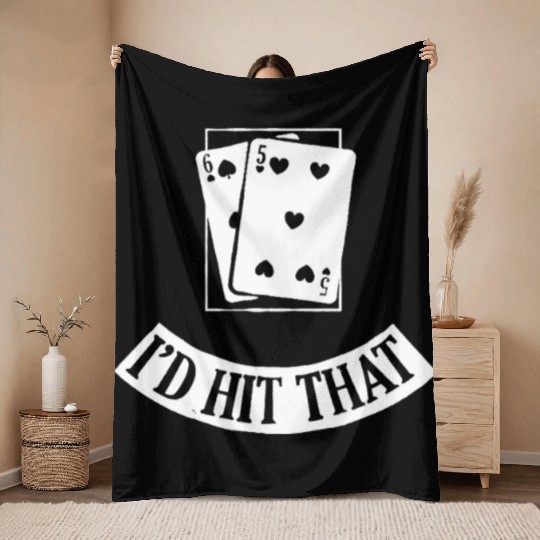 Funny Cards Black Jack Blackjack Gamble Casino Las Throw Blankets
