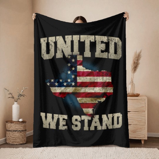 Texans United We Stand Proud Strong Awesome Design Gift US Flag Throw Blankets