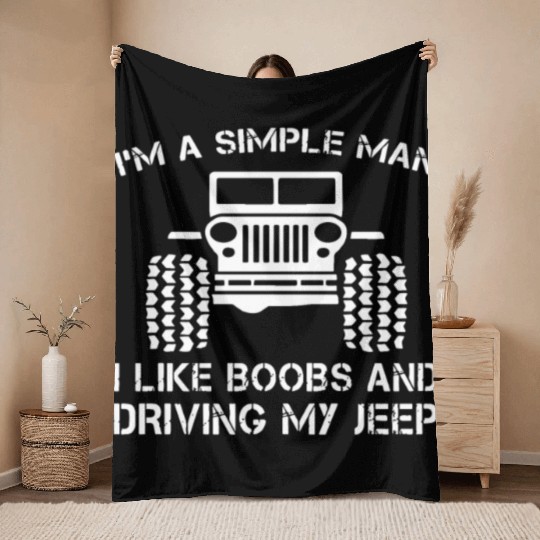 I am a simple man jeep Throw Blankets