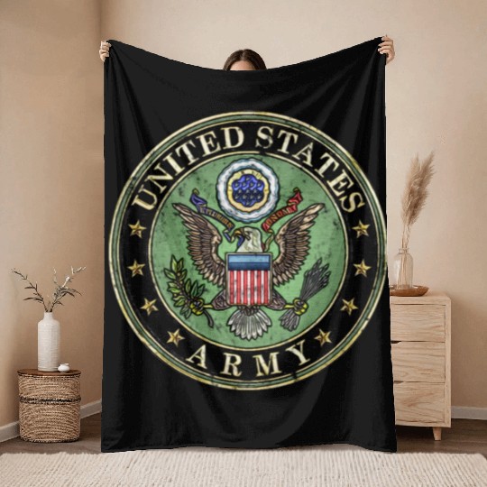 Worn US Army Seal Throw Blankets